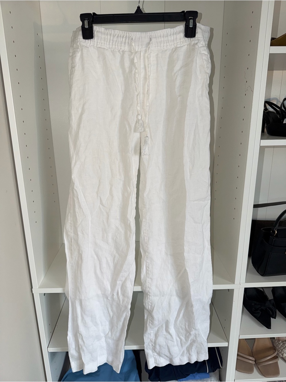 White Linen Drawstring Pants